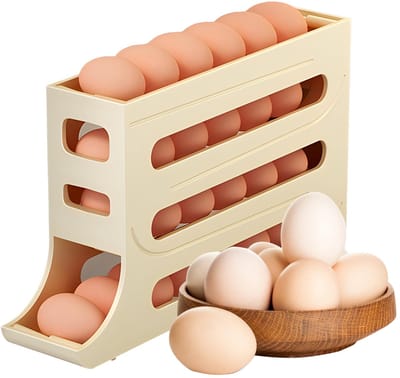 Unyqoos® Automatische Vierlaags Eierhouder voor Koelkast en Keuken met Slim Rolsysteem