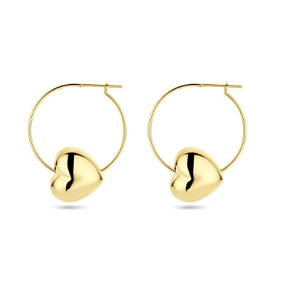 Jonline – Vergulde 925 Zilveren Oorringen met Hart (1 Micron) – 30 mm – Cadeauverpakking
