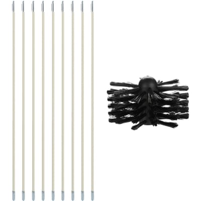 Schoorsteenreinigingsborstelset 9-delige stokken met nylon borstelkop Kanaalventilatieset Schoorsteenveger zwart