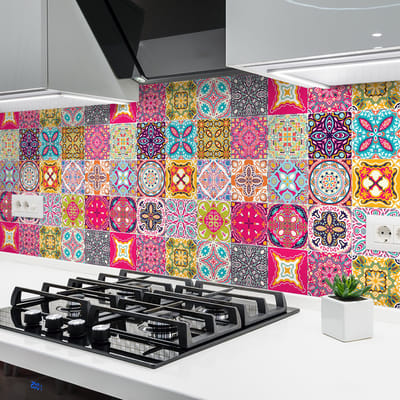 Zelfklevende tegelmuurstickers voor keuken en badkamer - 24 Azulejos Amadea tegelstickers - 24 stickers 20x20cm
