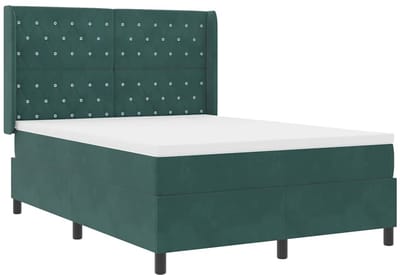 vidaXL - Boxspring - bed - met - matras - Donkergroen - 140 - x - 190 - cm - Fluweel