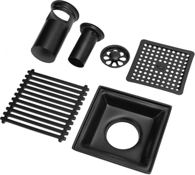 Dailygoods- Doucheafvoer Vierkant 10 Cm - Afneembare Afdekking - Roestvrij Staal - Zwart Gepoedercoat - Efficiënte Waterafvoer - Geschikt voor Bad/droge Natte Ruimtes - Afvoerputje