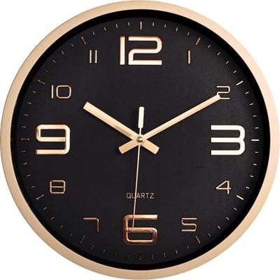 LW Collection keukenklok rosé zwart 30cm - kleine wandklok - muurklok stil uurwerk - stille klok - kleine klok