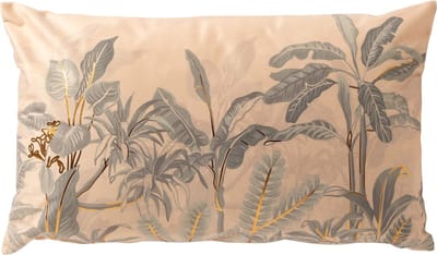 Dutch Decor AARON - kussenhoes 30x50 cm - bladmotief - Moss Gray - roze - met rits - zonder binnenkussen