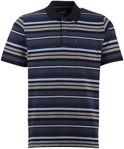CASA MODA comfort fit heren polo - blauw dessin
