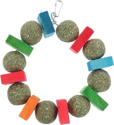 Knaagdier Speeltje - Houten Kauwspeelgoed - Tandverzorging Dieren - Natuurlijk Materiaal - 12.5 cm - Multicolor