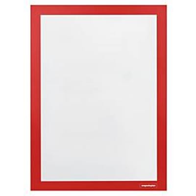 Magnetische polen Informatiekader magnetofix, A4 staand/liggend, zelfklevend, PP, rood, 2 stuks