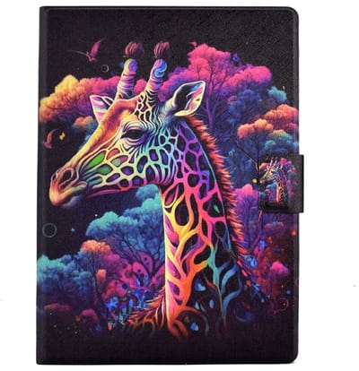 Bescherm-Cover Hoes Map geschikt voor iPad Mini 6 - Mini 7 - Giraffe - Rainbow
