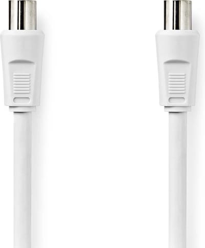 Nedis Coaxkabel - IEC (Coax) Male - IEC (Coax) Male - Vernikkeld - 90 dB - 75 Ohm - Dubbel Afgeschermd - 5.00 m - Rond - PVC - Wit - Envelop