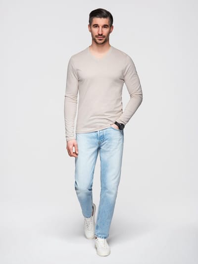 OMBRE Longsleeve - Regular Fit - Katoen - Lange Mouw Lichtbeige S