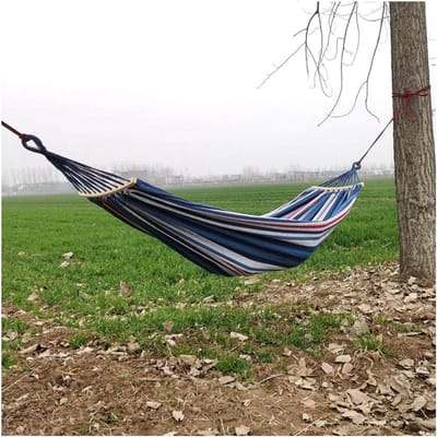 Hangmat - Schommelbed - Buiten Ontspannen - Houten Balken - 200x100cm - Blauw Wit