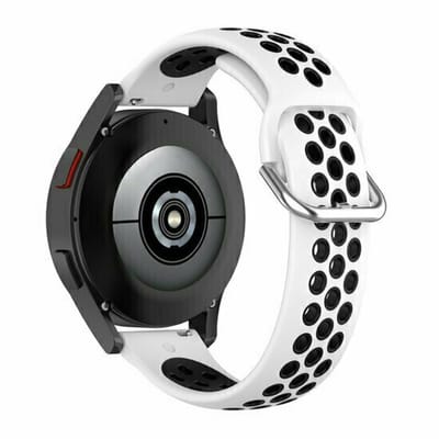 By Qubix - Siliconen sportbandje met gesp - Wit + zwart - geschikt voor Huawei Watch GT 6 / GT 7 / GT 6 pro / GT 7 pro - 46mm