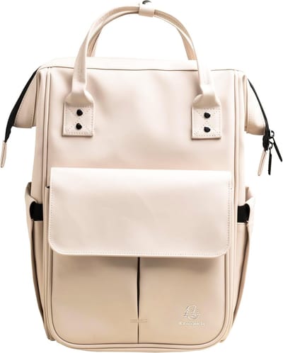 Notebook Rugzak - Laptoptas Stijlvol - Dagelijks Gebruik - Waterafstotend PU Materiaal - Tot 15 Inch Laptop - Beige