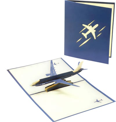 3D Pop-up Vliegtuig Wenskaart – Opvouwbare Verjaardagskaart van Papier – Unieke 3D Kaart met Vliegtuig Design – Origineel Cadeau voor Reisliefhebbers, Avonturiers, Vakantie & Reizen-Blauw