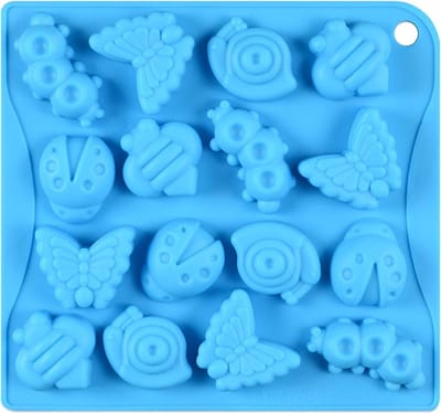 Insecten Siliconen Bakvorm met 16 Cavity voor 3D Libelle, Vlinder en Lieveheersbeestje - Perfect voor Taarten, Muffins en Zeep Maken, 26 x 14.5 cm