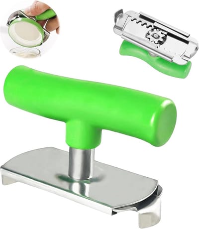 Werkbesparende glasopener voor artritis en zwakke handen - roestvrijstaal, aanpasbare diameter 2,5-9,5 cm, ideaal voor senioren, thuis en onderweg (groen)