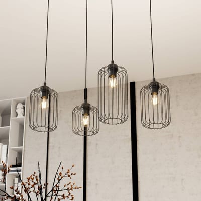 EMIBIG LIGHTING Hanglamp Vander, 4-lamps, 70 cm, zwart, metaal, E27