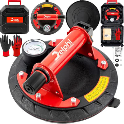 Tegelzuiger met Manometer - Vacuümzuiger Glaslifter - Veilig Materialen Verplaatsen - Druk Gauge Indicator - 200 mm - Rood