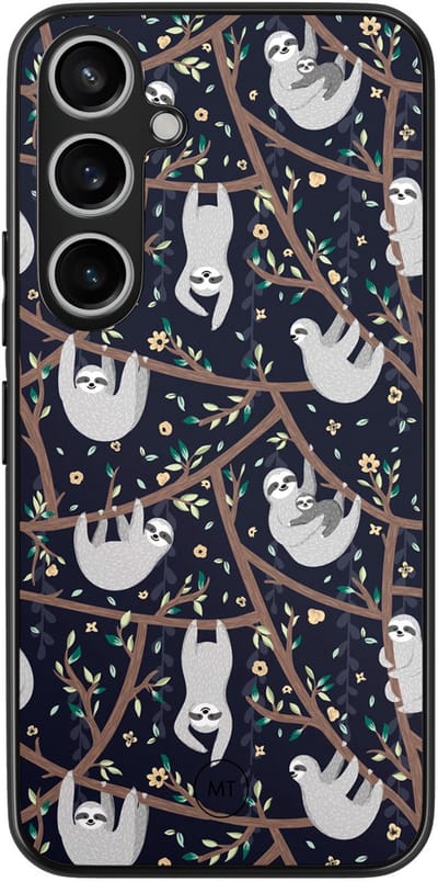 Hoesje geschikt voor Samsung Galaxy A55 - Luiaard print - TPU Hard Case Backcover - Blauw - Mooie Telefoonhoesjes