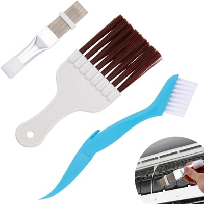Dailygoods- Condensator Kam 3-delige Set - Roestvrij Staal - Condensator Reinigingskam - Lamellenkam - Flexibele Reinigingsborstel - Efficiënte Reiniging - Reinigingsset