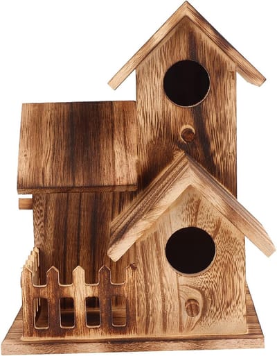 Houten Vogelhuisje met Hangkoorden voor Buiten - Ideaal voor Blauwborstjes, Vinken en Mezen - Educatief DIY Project voor Kinderen 8.1x6.1x6.1in