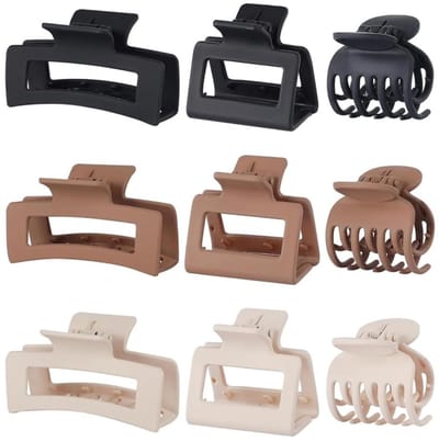 Haarklemmen Set 9 stuks – Haarklem – 3 Stijlen Antislip Klauwclips voor Dames en Meisjes – Haarspangen voor Dun en Dik Haar – Kleine en Middelgrote Haarclips voor Dagelijks Gebruik en Stijlvol Haarstyling – QTTVBTNA – Zwart, bruin, beige