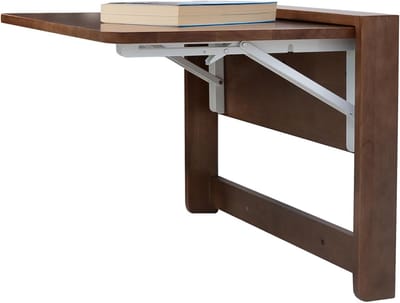 Opvouwbaar Bureau - Wandmontage Tafel - Ruimtebesparend Werken - Massief Eikenhout - 60x42cm - Walnoot