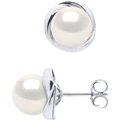 Oorbellen Wit Goud - Echte Gecultiveerde Zoetwaterparels Rond 7-8 mm