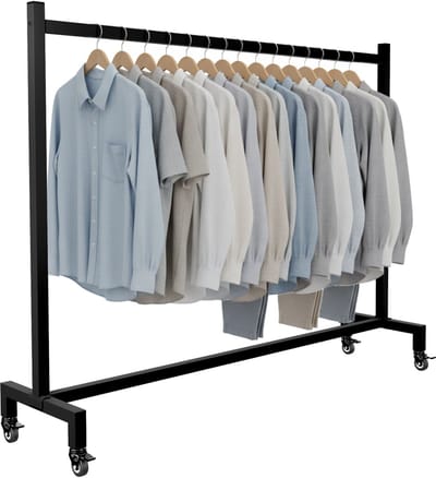 CLP Gisborne Kledingrek - Dressboy - Kledingstang - op wielen - metaal - 150x38x120/zwart