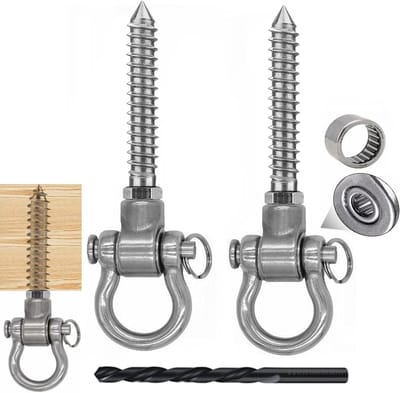 Schommel Schroefhaken - Plafondhaken Zwaar - Hangmat Ophangen - Stil Glad Lager - 140 mm - Zilverkleurig