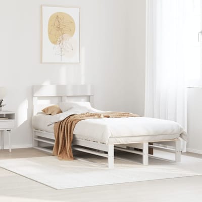 vidaXL - Bedframe - zonder - matras - massief - grenenhout - wit - 90x200 - cm