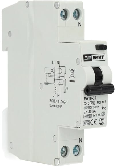 EMAT aardlekautomaat C40 1P+N 30mA Type A (85006060)