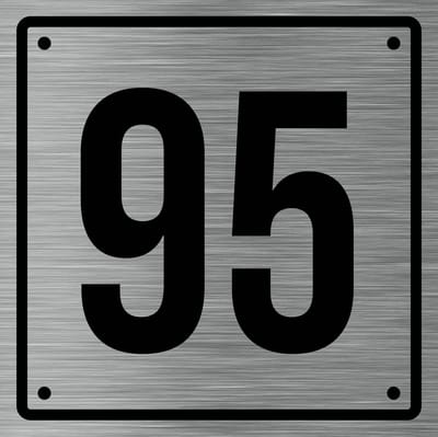 Huisnummerbord 95 - Incl. Schroeven en Pluggen – Acrylaat - 10 x 10 cm - RVS met Zwart