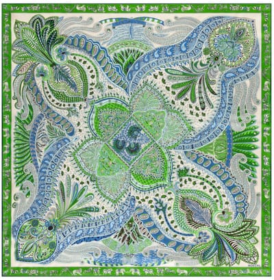 ROECKL sjaal Vibrant Paisley 90x90 Multi Green groen