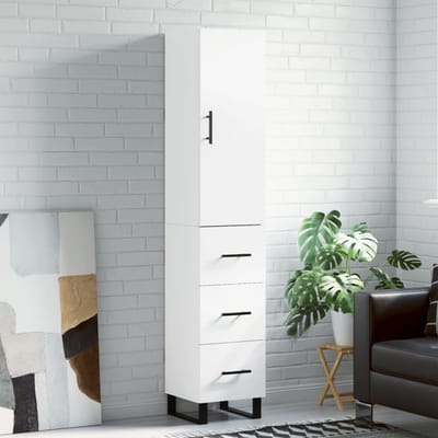 vidaXL - Hoge - kast - 34,5x34x180 - cm - bewerkt - hout - wit