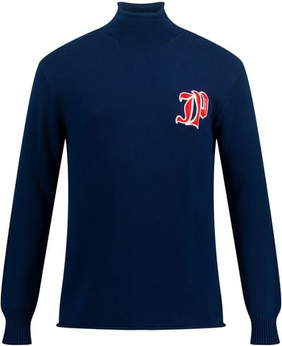 JP 1880 - Heren - Coltrui stevig breisel korte col - Navy blauw - Maat XXL