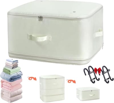 Opbergzak Dekbed - Kleding Organizer - Ruimte Besparen - Zelf Compressie - XXL 52x45x90cm - Beige