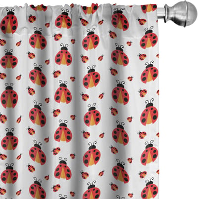 ABAKUHAUS – Lieveheersbeestjes gordijnen – 2×75×175 cm – microvezel – vermiljoen