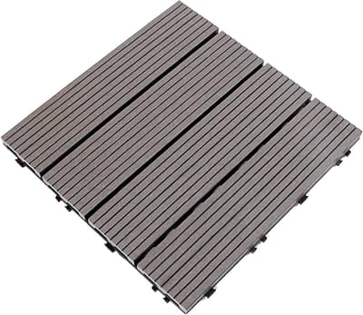 Terrastegels Houtcomposiet - Balkontegels Vloer - Buiten Vloeren - Stekkersysteem Zonder Lijm - 30 x 30 x 2 cm - Grijs