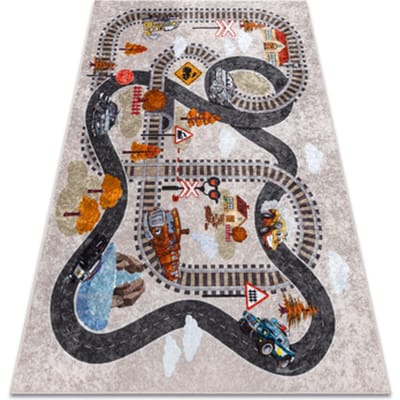 Kleden Rugsx JUNIOR 51986.803 tapijt wasbaar Trein rails, locom 80x150 cm