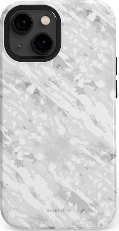 Casetastic hoesje geschikt voor Apple iPhone 13 mini - MagSafe - Dubbellaagse bescherming - Winterse Camouflage - Fashion Case - Lichtgrijs Wit