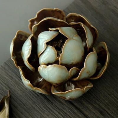 Brûleur d'encens Lotus en Céramique Décoration d'Intérieur Porte-Bâtonnets d'Encens Fait Main Bouddhiste Censeur d'Aromathérapie Utilisation au Bureau Salon de Thé black