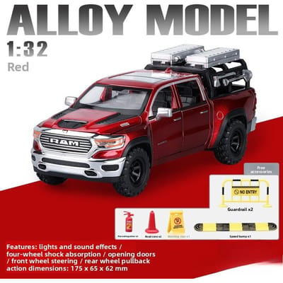 Simulatie 1:32 Ram 1500 Pick-up Truck Model Legering Off-Road Voertuig Speelgoed Met Licht En Geluid Pull-Back Verzameling Minatuur