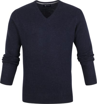 Suitable Lamswol Trui V-Hals Donkerblauw - Maat M - Heren