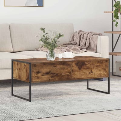 vidaXL - Salontafel - Rook - Eik - 100 - x - 46 - x - 40 - cm - Bewerkt - hout