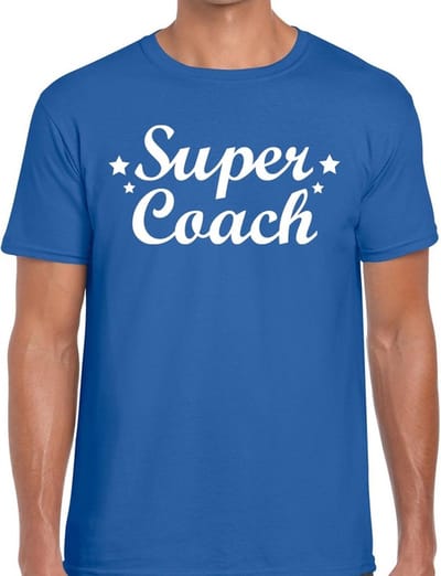 Super Coach cadeau t-shirt blauw voor heren - Bedankt cadeau voor een coach S