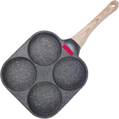 Anti-aanbak eierpan - Pannenkoekenpan ontbijt - Gezond koken - Met temperatuurindicator - 18x38 cm - Zwart