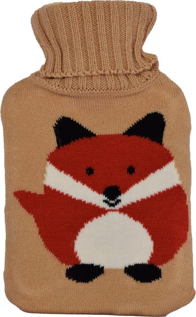 Prachtige Warmwaterkruik met Vosdesign Hoes | Perfect Herfst- en Kerstcadeau | 850 ml in Bruin