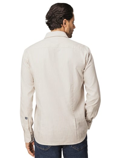 State of Art overhemd beige gestreept semi-wide collar