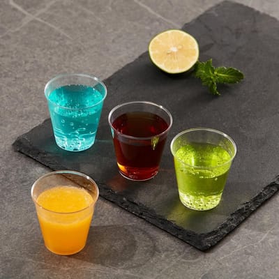 Candala 300 stuks plastic borrelglazen, 30 ml doorzichtige shotcups, herbruikbare Jelly Shots proefbekers dessert bekers voor verjaardag bruiloft kerst snack vrijgezellenfeest (4,3 cm x 4 cm)